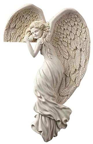 Luckxing Engel-Regalfiguren, Vintage Ecke Engel Figuren Türrahmen Ornament Fairy Door Weihnachten Home Decor, Engelsflügel-Skulptur, Klein Engelsflügel Wand-skulptur, Engel Türrahmen Dekoration