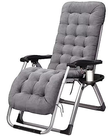 Sonneliege klappbar Relax Liegestuhl Faltbar Campingstuhl Sonneliege Saunaliege Verstellbarer Rückenlehne Liegender Recliner mit Kissen-Unterstützung Tragbar Strandliege für Erwachsene ( Farbe : Gray