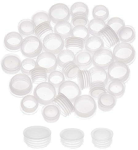 GORGECRAFT 48 tapón de Botella de Vino de Plástico Transparente de 3 tamaños Tapón de Salero Y Pimentero Tapón de Repuesto Tapas de Coctelera Tapas Redondas Transparentes Reutilizables para Botellas