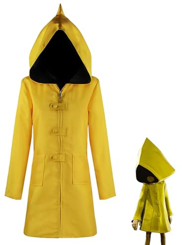 Monivi Little Nightmares Six Cosplay-Kostüm, gelbe Kapuze, Mantel, Uniform für Halloween, Comic Con, Cosplay-Party