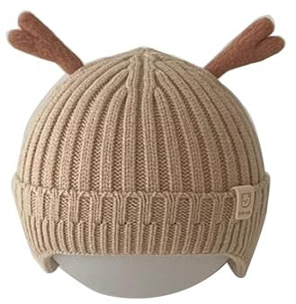 Swetopq Cartoon Tier Ohren Strickmütze für Kleinkinder Winddicht Baby Bommelmütze Baby B-e-a-n-i-e Babymütze Weich für Outdoor, braun