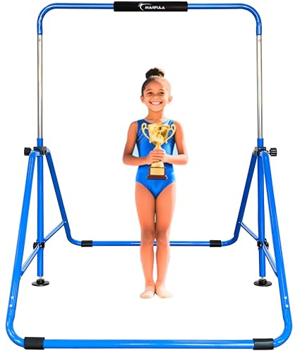 MARFULA Upgrade Foldable Gymnastic Bar with Mat for Kids Ages 3-12, 200 lbs Weight Capacity, Gymnastic Kip Bar Horizontal Bar for Kids, Gymnastic Training Equipment for Home and Gym Center Use