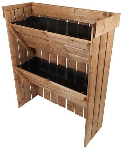 NATIV Blumentreppe 2 Stück, Pflanzregal mit Gartenvlies, Vertikalbeet aus Holz, Kräuterregal für Blumenkasten, Hochbeet mit 2 Etagen, Pflanztreppe als Kräuterbeet, Blumenleiter