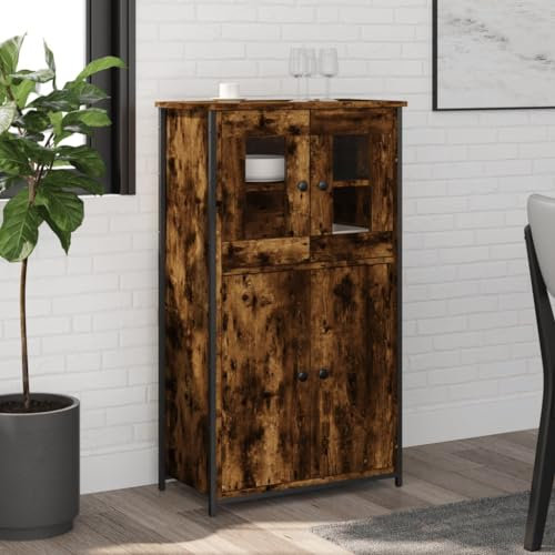 HETFTJN Highboard, Eckschrank Aufbewahrungsschrank Besenschrank Küchenschrank Geeignet für Flur Wohnzimmer Entrance Küchenzeile Räuchereiche 62x32x106,5 cm Holzwerkstoff