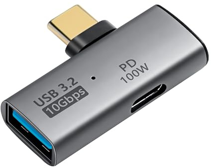 SinLoon USB C auf USB 3.2 10 Gbit/s Typ-C auf USB A Buchse OTG Adapter und 100W PD Netzteil Adapter für Laptop, Tablet, Telefon - Grau