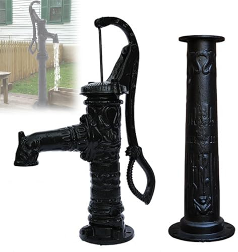 Manuelle Brunnenpumpe, Antikes Handwasserpumpen-Set, Krugpumpe Und Sockel Aus Gusseisen, Für Die Brunnenwassersammlung, Gärten, Innenhöfe, Teiche, Malerische Orte