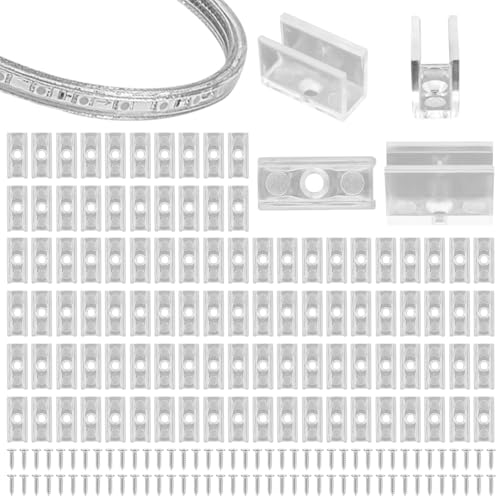 PEUTIER 100stk Neon-Lichtschlauch-Montagehalterungen, Lichtschlauch-Clips Neon-Lichter-Montage-Befestigungsclips Neon-Lichtschlauch-Halterungen 100 Schrauben 6x12mm LED-Neon-Flex-Streifenbeleuchtung