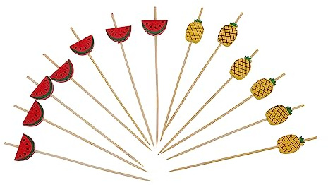 COLLBATH 100piezas Palillos Decorativos para Tartas y Cócteles Adornos De Frutas y Postres Decoración Hawaiana para Fiestas y Cumpleaños