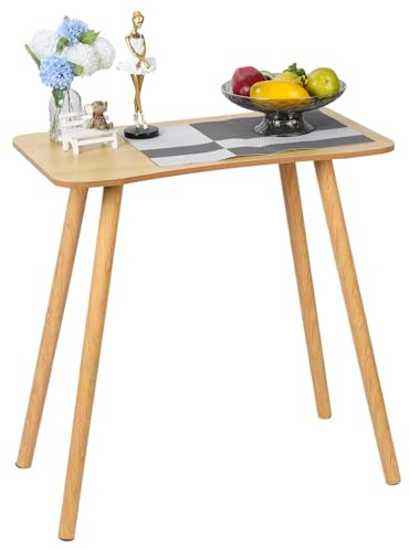Fyrkantiga soffbord i trä 70 cm x 40 cm x 73 cm, litet retro vardagsrum bord med 4 träben, loungebord för vardagsrum, soffbord, litet tebord för matsal kafé lätt att montera (träfärg)