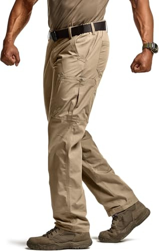 CQR Men's Military Cargo Pants, Water Resistant Ripstop Army Combat Tactical Pants, Outdoor Hunting Hiking EDC Work Pants, Hauler Alamo Khaki, 34W x 32L