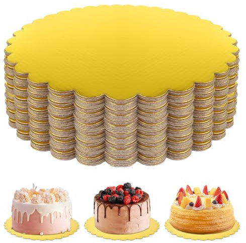 LOLYSIC 35 Pcs Gold Cake Boards 10 Inch Round Cake Boards 2mm Circle Cakeboard Base for Wedding Birthday Party Cake