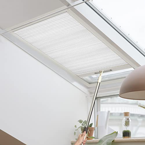 Keego Skylight Blinds for Roof Window Blackout Pleated Blinds Energy Saving Noise Reduce Cellular Shades Easy to Install (White, Custom Size)