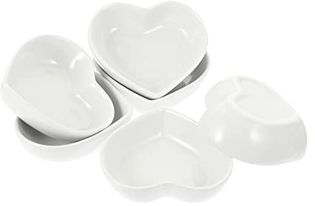 Garneck 6 Pezzi Ciotole Salse Cuore in Ceramica Bianca, per Condimenti | Stile Giapponese, per Salsa di Soia e Sale, Tavola e Cucina, Decorazione e Uso Familiare