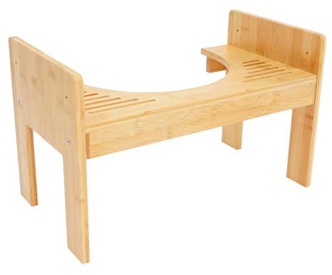 Toilettenhocker Bambus, Klohocker Holz, Toiletten Hocker Höhenverstellbar, 45cm Erwachsene & Kinder Tritthocker für WC Badezimmer, Tragbarer Töpfchen Hocker, Poop Fuß Hocker