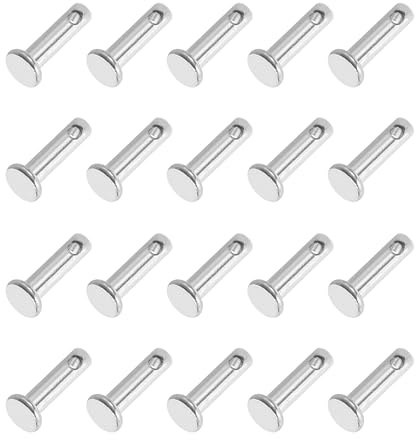 PATIKIL 20 Stück 12mm Lange Steckbolzen 3mm Durch. Flachkopf Edelstahl Bolzen mit Loch 1,6mm Durch. Einlocher Sicherungsbolzen für Industrie Maschinenbau Anhänger Scharnier Möbel, Silber