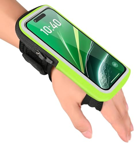 Sportarmband Handy Handgelenktasche Laufhalter Handytasche Sport für iPhone 16 15 14 13 Pro Max Huawei P50 Pro/P40 Handy Armband Joggen für Running (Grün)