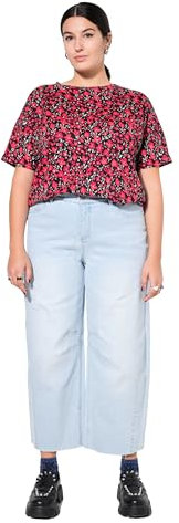 Studio Untold Damen große Größen Übergrößen Plus Size Barrel-Jeans, Ballon-Legs, High Waist, 5-Pocket Light Blue 42 838123901-42
