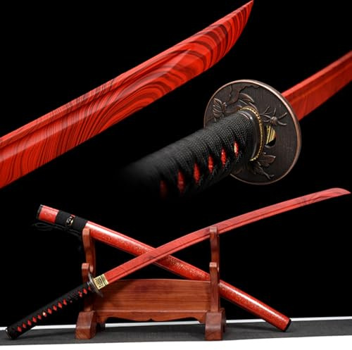 HJHUUA Spada da Allenamento in Legno Fatta a Mano,paramano in Metallo e Fodero in Legno,bokken in ABS per Allenamento Kendo,Regali,Cosplay,display-103 cm
