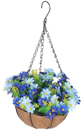 VINTORKY Artificial Flower Hanging Basket Outdoor Indoor Garden Decoration Iron Craft Winter Hanging Baskets for Plants