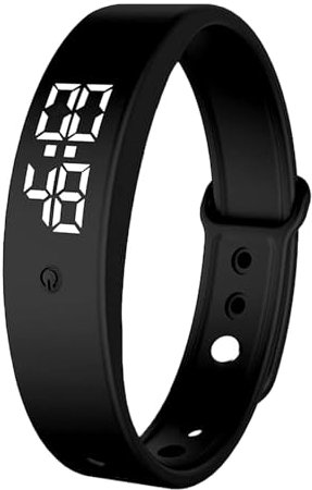 Pulsera de alarma Liuqobn vibratoria, reloj despertador silencioso a prueba de agua, reloj vibrador para profundos/dispersión, 3 medidas de temperatura diarias (negro)