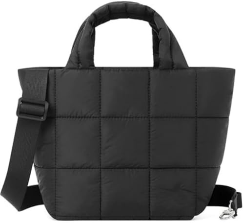 LOTEZAVA Mini Gesteppte Tragetasche mit Reißverschluss Puffer Tote Bag Kleine Leichte Puffer Handtasche mit Abnehmbarem Gurt, Vielseitige Crossbody Tasche