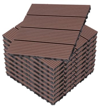 SPXMQSS Composite Decking, Decking Tiles Outdoor, WPC Interlocking Deck Tile for Outdoor Indoor Patio Garden Balcony Terrace 30x30x2.2cm C 33pcs