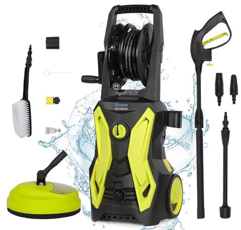 Pressure Washers 2000W 150Bar 450L/H Jet Washers Pressure Washers with Patio Cleaner,Brush,Pressure Washer with Adjustable Nozzle&Turbo Nozzle,Power Washer for Cars,Fences,Driveways
