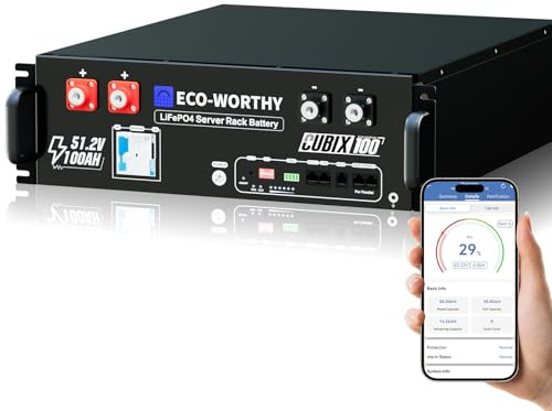 ECO-WORTHY CUBIX100 48V 100AH LiFePO4 Lithium Battery for Energy Storage
