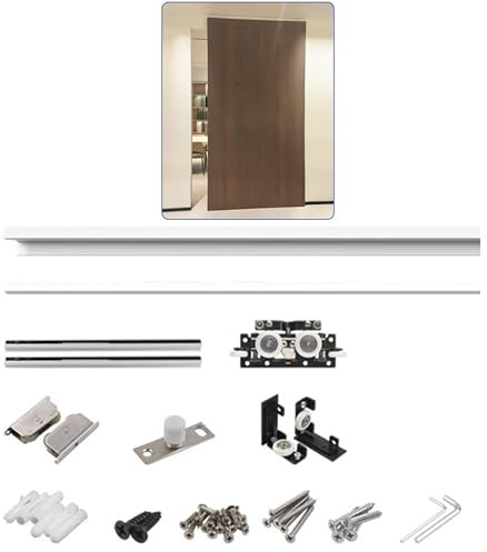 Concealed Barn Door Hardware Kit with Soft Close Mechanism, Wall Mounted Invisible Sliding Door Track(47in/120cm)