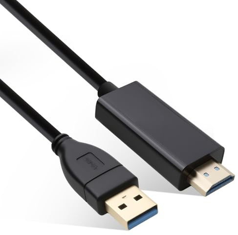 USB 3.0 a HDMI Cable, 1.8m 1080P, USB 3.0/2.0 con Audio y Video, Cable Convertidor USB a HDMI con Audio y Vídeo, Modo Duplicado y Extendido para PC, Laptop, HDTV TV Compatible con Windows 7/8/10