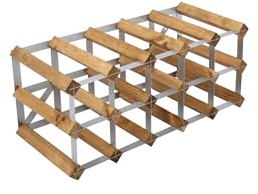 Weinregal für 15 Flaschen. Helles Holz und geliefert unmontiert