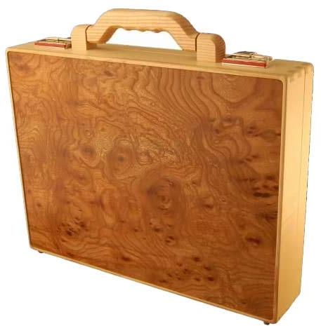 Aktenkoffer Holz, Rüstermaser mit Escherahmen
