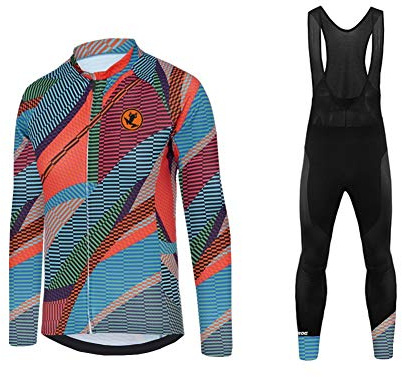UGLY FROG Uglyfrog Herren Fahrradbekleidung Thermo Radtrikot Langarm Windundurchlässig Fahrradtrikot Tops+Lange Hosen Anzüge（Zwei Stücke）