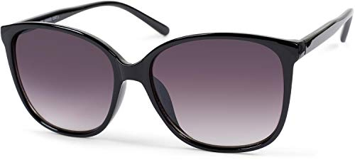 styleBREAKER Damen Oversize Sonnenbrille mit ovalen Gläsern | Kunststoffrahmen im Retro Style mit UV400 Schutz | Verlaufstönung & großes Sichtfeld, Gestell Schwarz/Glas Grau Verlauf