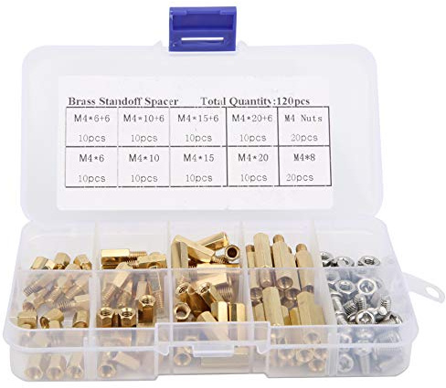 120PCS M4 Distanzbuchse Messing Distanzstück Abstandsschraube Mutter Sortiment