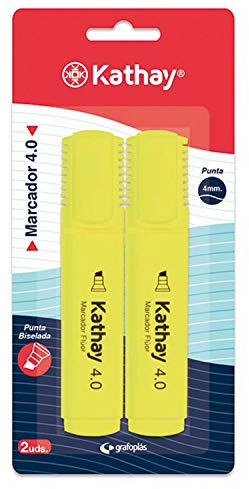 Kathay 86211960 Textmarker, Gelb, abgeschrägte Spitze, 4 mm, 2 Stück