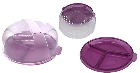 Mikrowellengeschirr, 4-teiliges Starter Set mit 2 Dosen, 1 Menüteller und 1 Mikrowellenhaube, Lebensmittelecht,