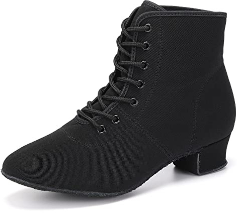 HROYL Stivali da Ballo Latino Americano Donna Punta Chiusa Tacco Basso Scarpe da Ballo Salsa e Bachata,Modello GBNJB