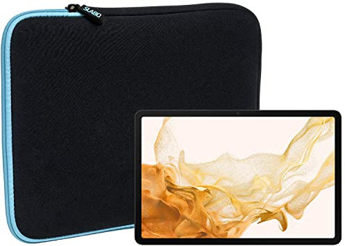 Slabo Tablet Tasche Schutzhülle für Samsung Galaxy Tab S8 (5G | Wi-Fi) (SM-X706B / SM-X700N) Hülle Etui Case Phablet aus Neopren – TÜRKIS/SCHWARZ