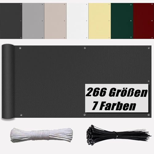 Ufamiluk balkonbespannung 80 cm hoch Anthrazit Balkon Windschutz Stoff HDPE Wetterfest Blickdichte UV-Schutz für die Seite Garten Balkon Zaun Terrassen 80x600cm