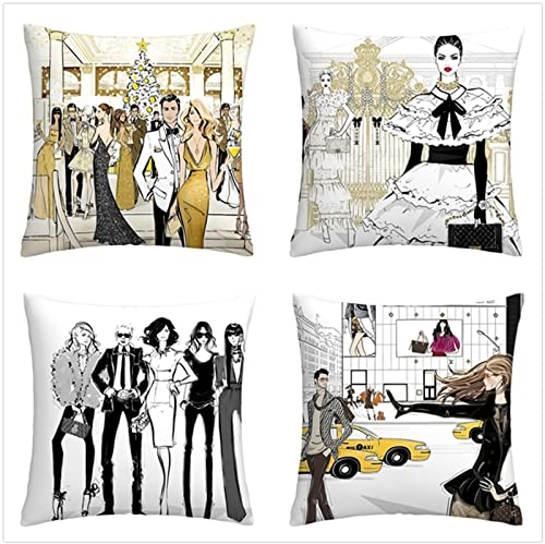 Kissenbezug 40x40cm 4er SetBoho Wohnzimmer Outdoor Deko, Schlafzimmer Zimmer Dekor Kissenhülle Kissenbezüge mit Verstecktem Reißverschluss, Couchkissen, Weinachten Mode Mädchen Verkleiden Sich