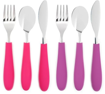 Elk And Friends Posate Per Bambini Con Manico In Silicone Posate Sicure Per Bambini Set Di Utensili Per Bambini Cucchiaio Forchetta Coltello 4 Anni 6 Pezzi
