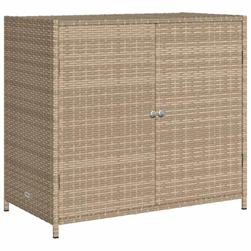vidaXL Armario de Almacenaje de Jardín, Aparador para Cojines Toallas, Organizador de Herramientas, Portaherramientas para Piscina, Ratán PE Beige