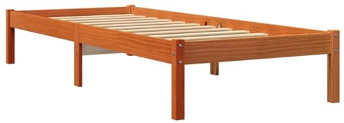 vidaXL Massivholzbett ohne Matratze Wachsbraun 75x190 cm Kiefernholz