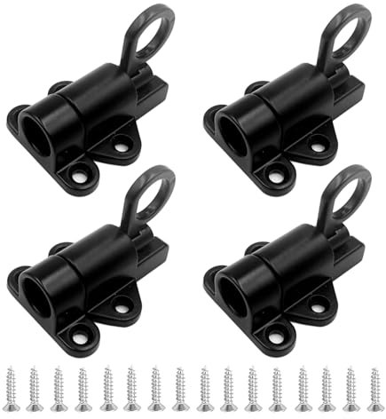 4 Pezzi Catenacci per Porte con Chiusura Automatica, Serratura a Molla in Lega di Alluminio, Serratura a Molla con Viti, per Finestre, Porte in Legno, Ante di Armadi, Nero