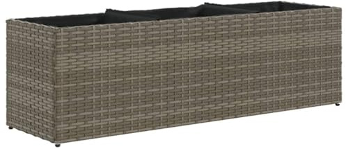 vidaXL Jardinière avec 3 Pots Gris 105x30x32 cm résine tressée