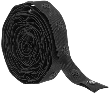 Rebower Druckknopfband, 18 mm Breites Druckknopfband Zum Nähen, Polyesterband mit Knopfösen, 2 Yard Kunststoff Knopfband, Druckknopf Band für Kleidung, Nähen, Schwarz