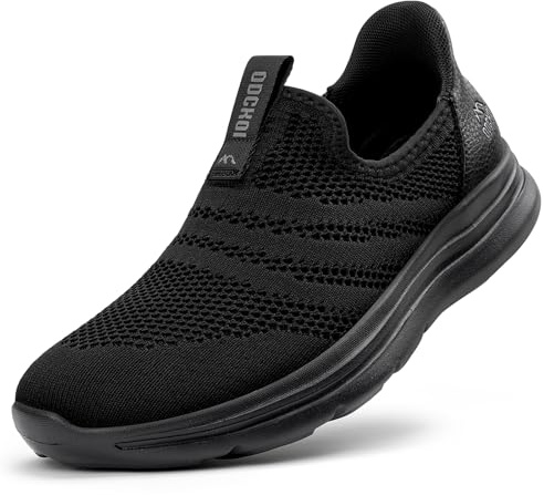ODCKOI Slip On Sneaker herrskor utan skosnören lätta sportskor ventilerande fritidsskor mesh fitnessskor sneakers inomhus mode löparskor, 1644 mörk svart, 44 EU