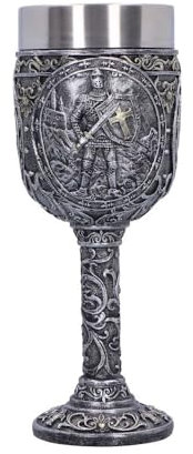 Nemesis Now Cáliz de caballero, cáliz medieval ornamentado, taza extraíble de acero inoxidable para beber, copa de caballero de integridad