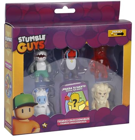 Bizak Stumble Guys Confezione di 6 Personaggi d'azione epiche, Personaggi da Collezione, Licenza Ufficiale del Videogioco di demolizione, Adulti Fan e Ragazzi e Ragazze +8 Anni (64112260-1)